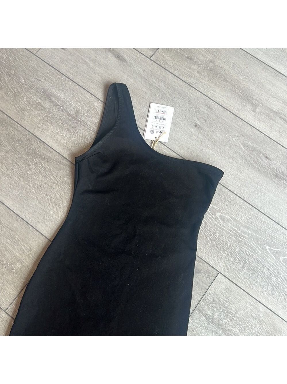 Pull and bear black one shoulder stretch denim casual dress nwt medium - Picture 3 of 6